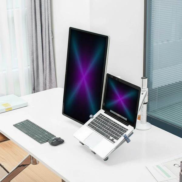 Monitor & Laptop Arm – Full Motion Desk Mount, Monitor up to 27" + Laptop Holder