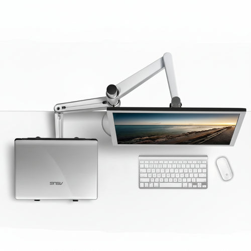 Computer setup with monitor, keyboard, and mouse on a white background