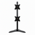 Black adjustable monitor stand on a white background