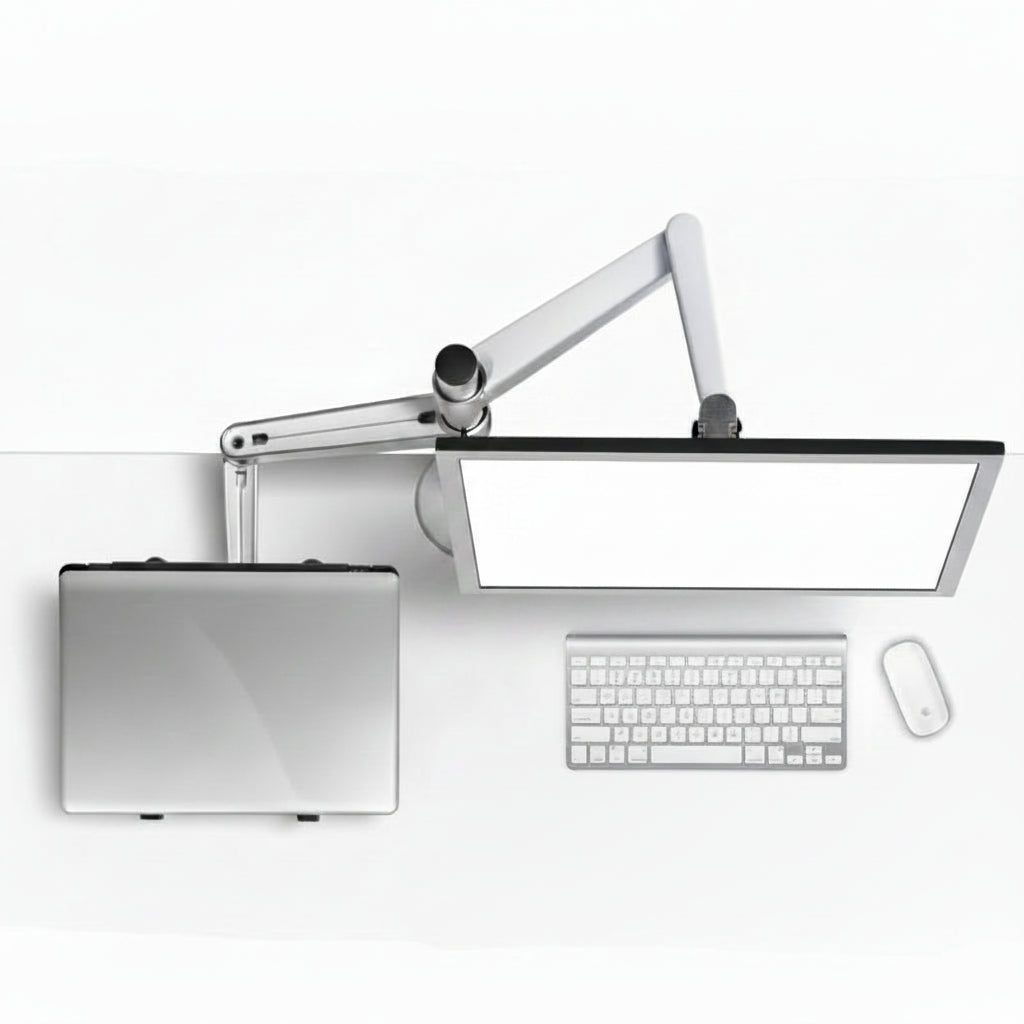 Computer setup with monitor, keyboard, and mouse on a white background