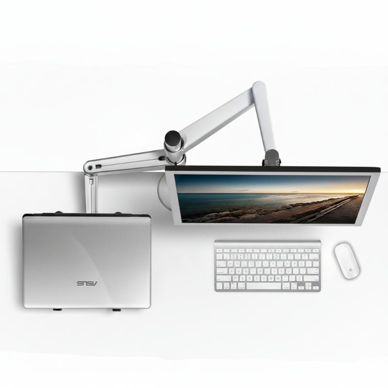 Computer setup with monitor, keyboard, and mouse on a white background