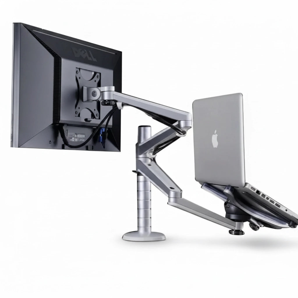 Monitor & Laptop Arm – Full Motion Desk Mount, Monitor up to 27" + Laptop Holder