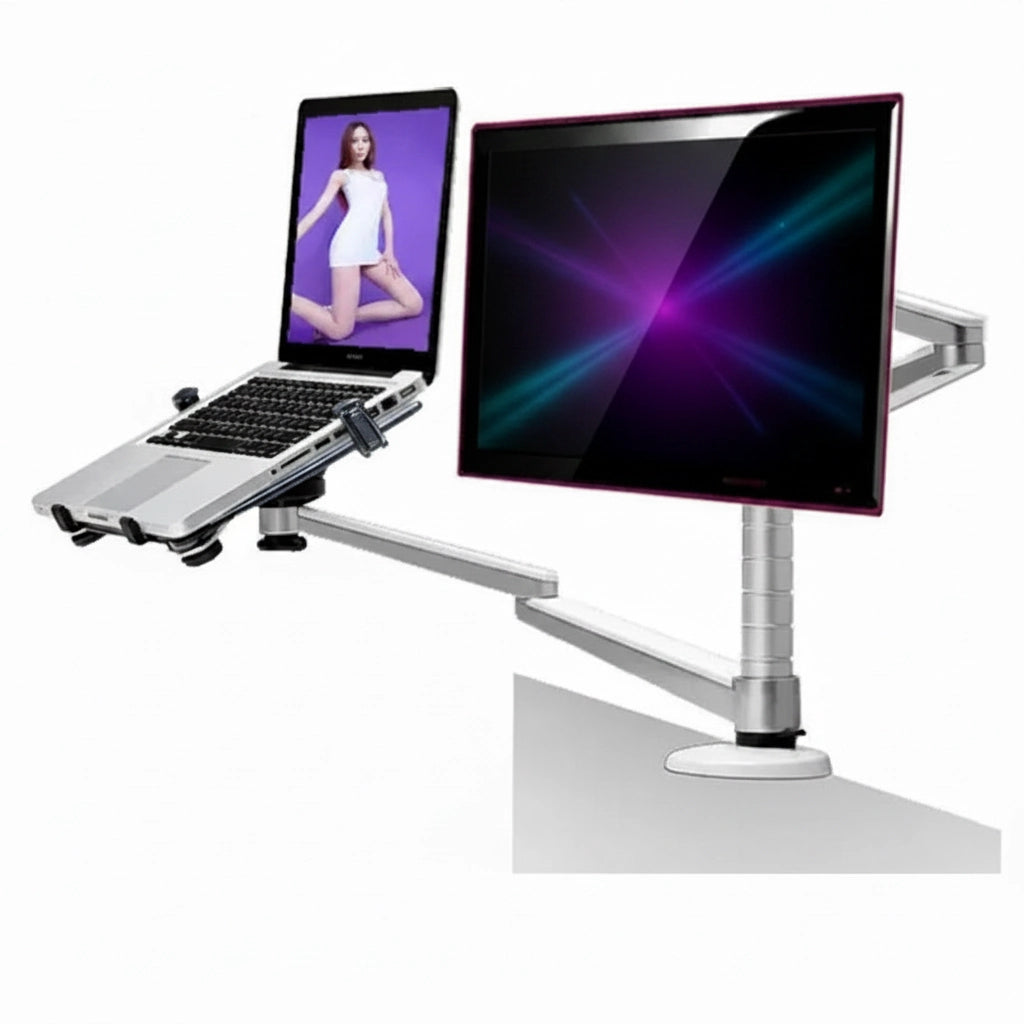 Monitor & Laptop Arm – Full Motion Desk Mount, Monitor up to 27" + Laptop Holder
