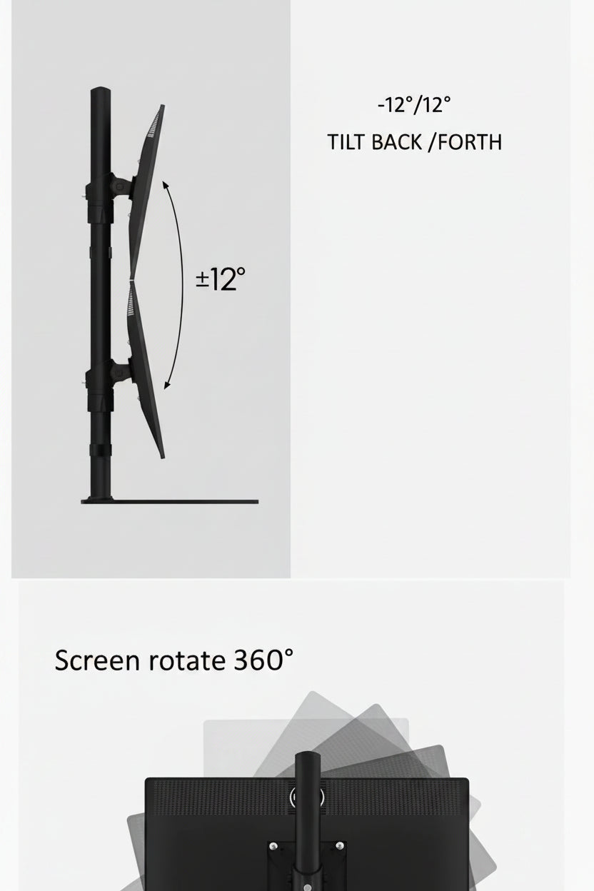 Large Screen Monitor Arm – Gas Spring, 26-45" Screens, 360° Full Rotation, Full Motion