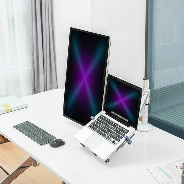 Monitor & Laptop Arm – Full Motion Desk Mount, Monitor up to 27" + Laptop Holder